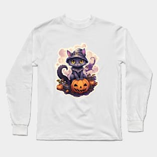 Cute Halloween Cat Long Sleeve T-Shirt